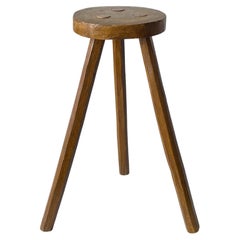 Handcarved Wooden Swedish Country Style Stool / Table, 1940s