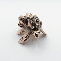 Handcast Miniature Sea Turtle Animal Bronze Sculpture by Javier de la Rosa