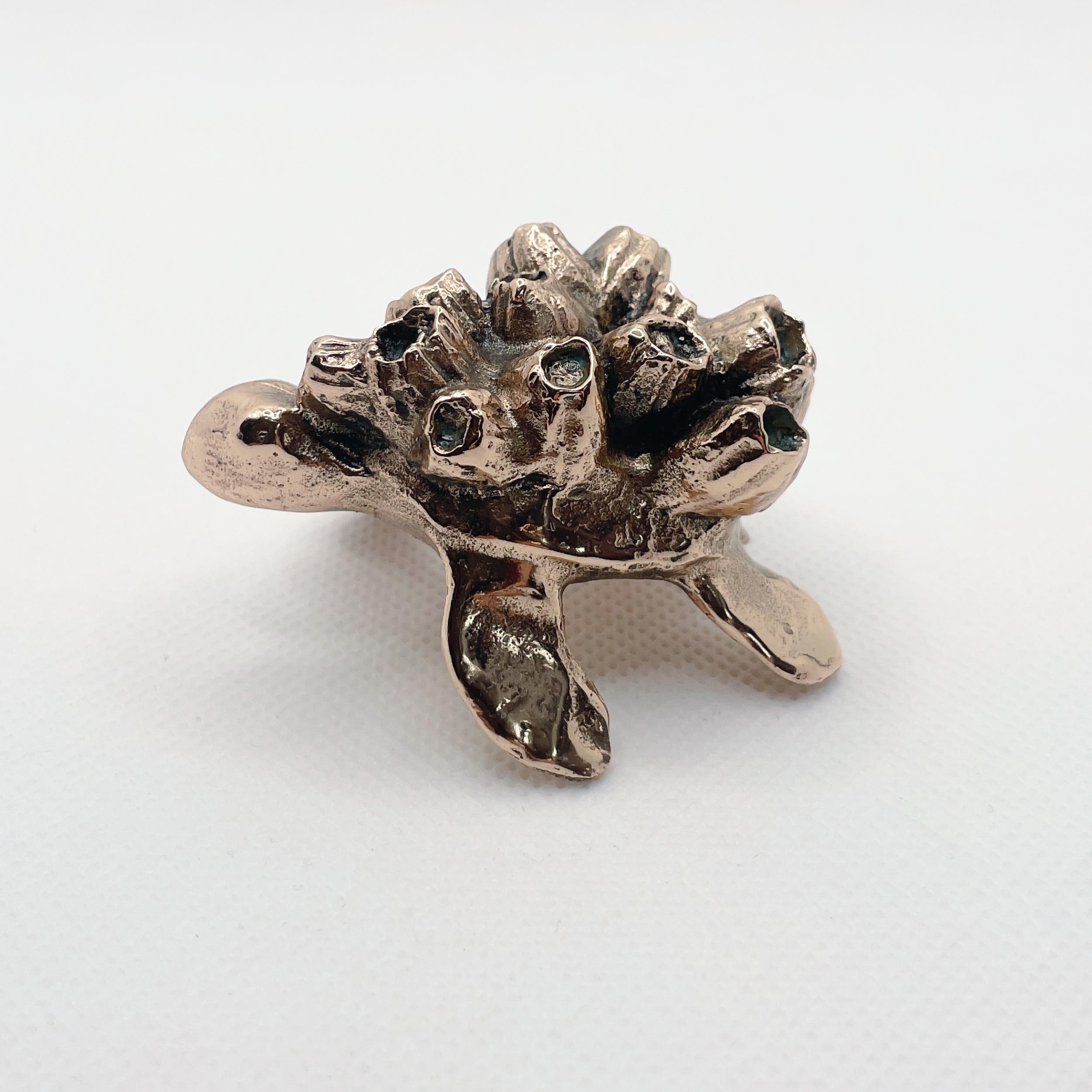 Calco Scultura in bronzo in miniatura di tartaruga marina, realizzata a mano da Javier de la Rosa in vendita