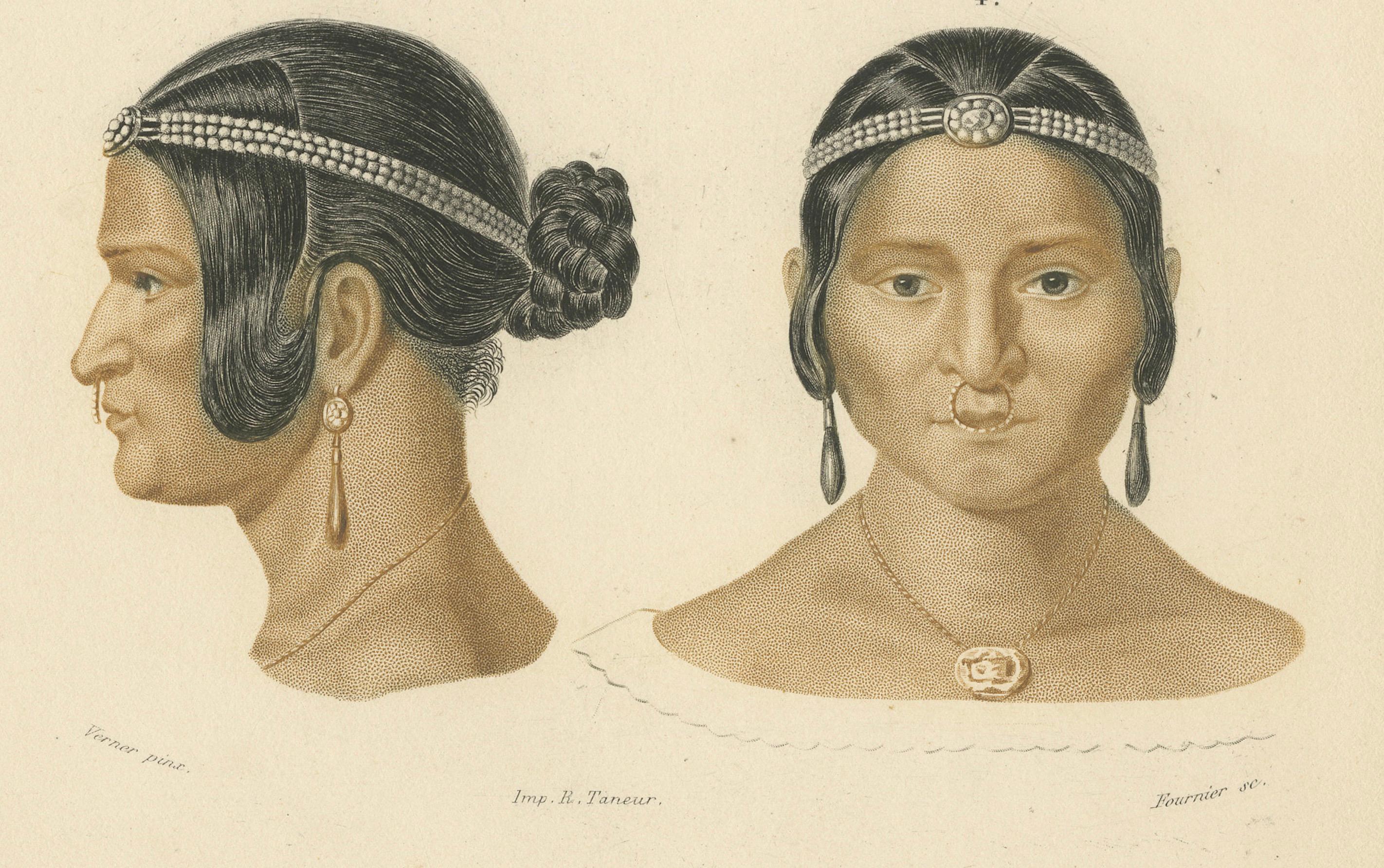 Handkoloriertes Gravur von Sizilianischem Bruder und Frau aus Kalkutta aus dem Jahr 1849, d'Orbigny im Zustand „Gut“ im Angebot in Langweer, NL