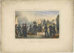 Handcolored Antique Print of the Marine Administration of the Belgium Army, 1833