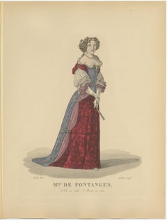 Handcolored Engraving Marie Angélique de Scorailles, Duchess of Fontanges, 1900
