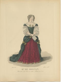 Gravure colorée à la main de Franoise-marguerite De Svign, comtesse de Grignan.