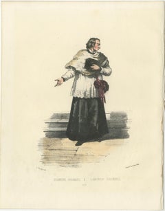 Handcolored Lithograph of Chanoine Ordinaire (Ordinary Canon), Plate 17, 1862