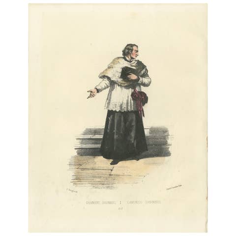 Handcolored Lithograph of Chanoine Ordinaire (Ordinary Canon), Plate 17, 1862