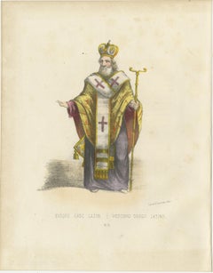 Handcolored Lithograph of Évêque Grec Latin (Greek Latin Bishop), Plate 11, 1862
