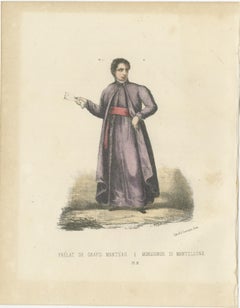 Handcolored Lithograph of Prélat de Grand Manteau (High-Ranking Prelate), 1862