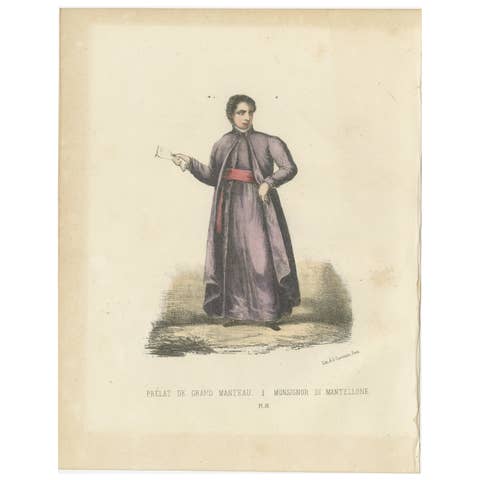 Handcolored Lithograph of Prélat de Grand Manteau (High-Ranking Prelate), 1862