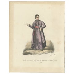 Handkolorierte Lithografie des Prélat de Grand Manteau (Hochrangiger Prälat), 1862