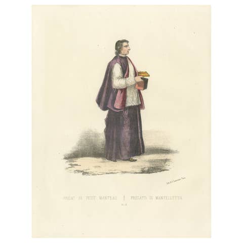 Handcolored Lithograph of Prélat de Petit Manteau (Prelate in Mantelletta), 1862