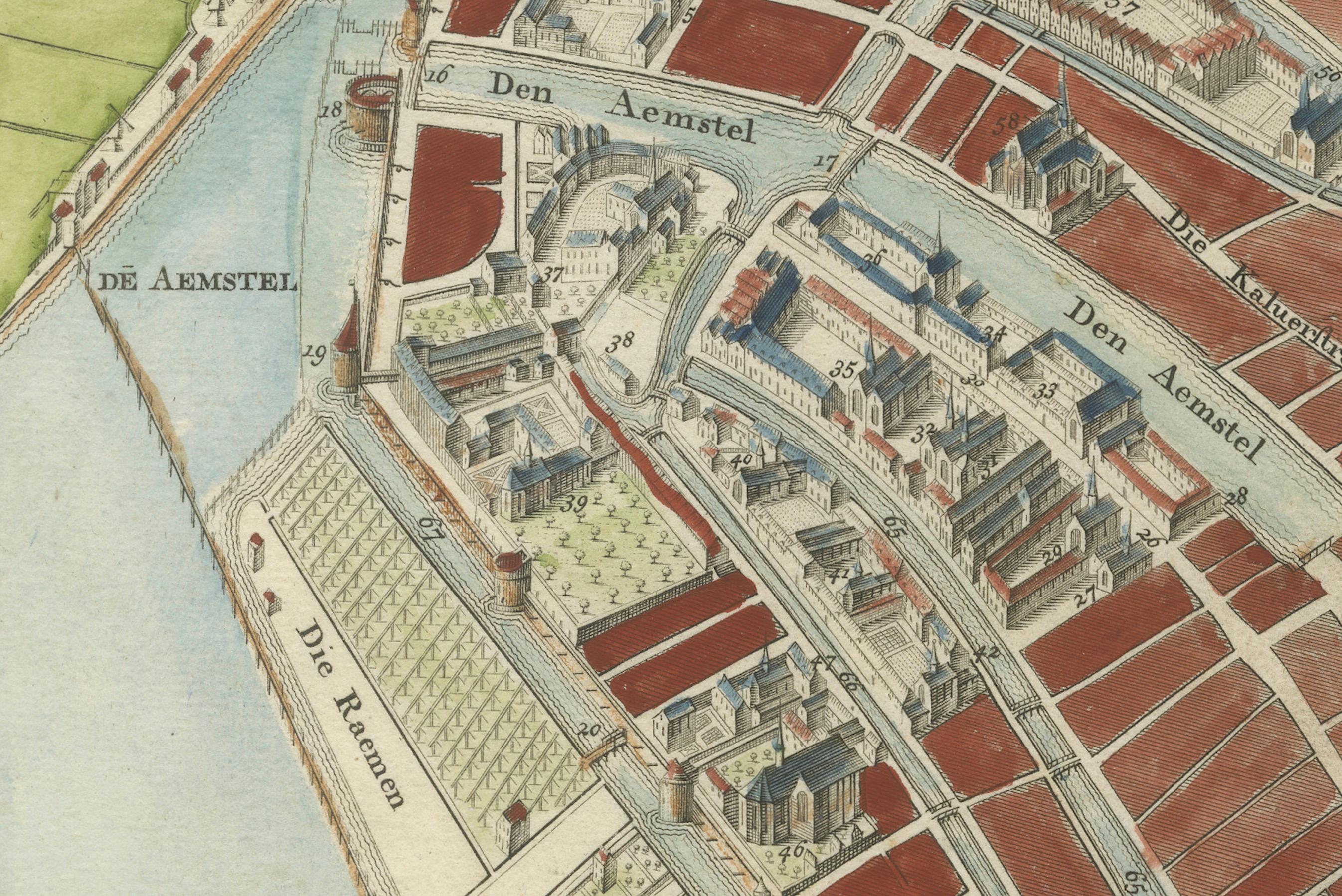 Handcoloured Engraved Map of Amsterdam, Published in ca.1760 For Sale 2