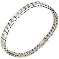 Bracciale tennis artigianale con diamanti da 12,75 carati e oro bianco da 18 carati