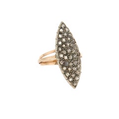 Handcraft 14 Karat Yellow Gold Diamonds Cocktail Ring