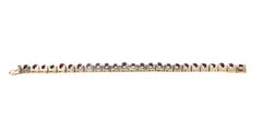 Handcraft 14 Karat Yellow Gold and Silver Diamonds Ruby Cuff Bracelet