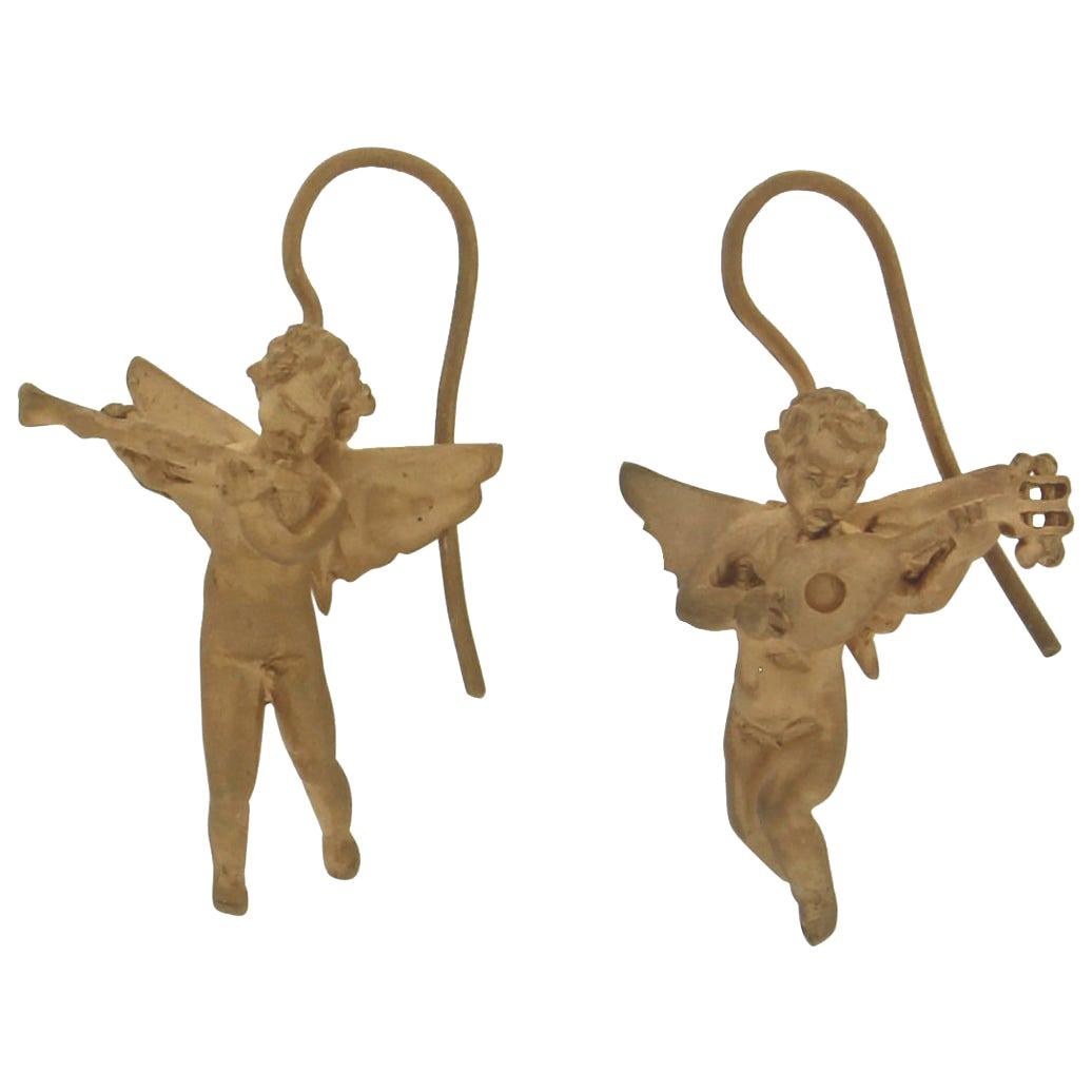 Handgefertigte Angel-Tropfen-Ohrringe aus 14 Karat Gelbgold