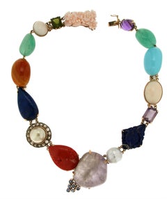 Handcraft 14 Karat Yellow Gold Choker Necklace