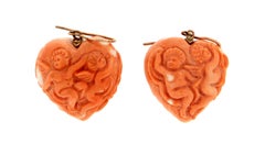 Handcraft 14 Karat Yellow Gold Coral Drop Earrings