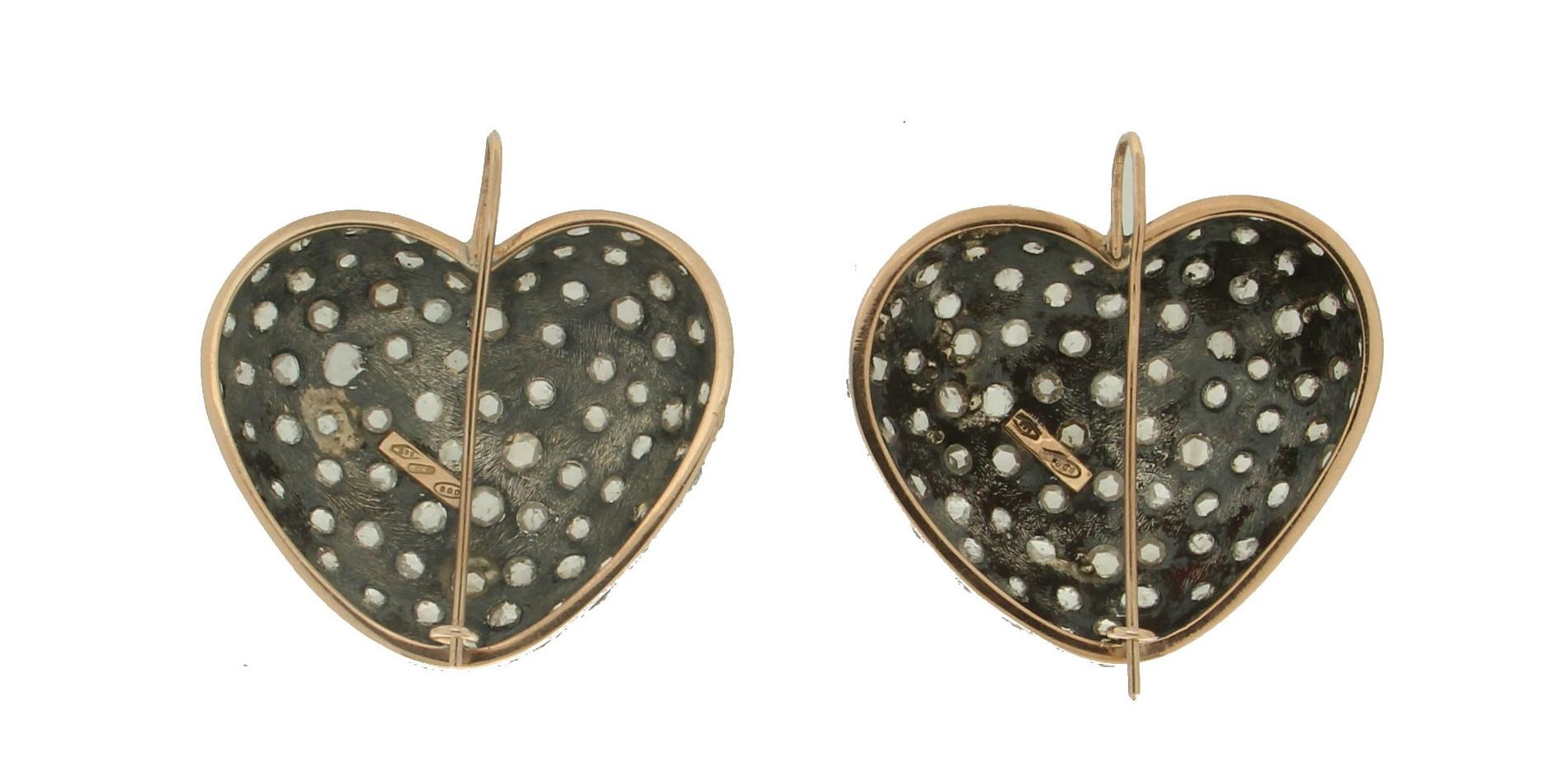Women's or Men's Handcraft 14 Karat Yellow Gold Diamonds Drop Earrings For Sale