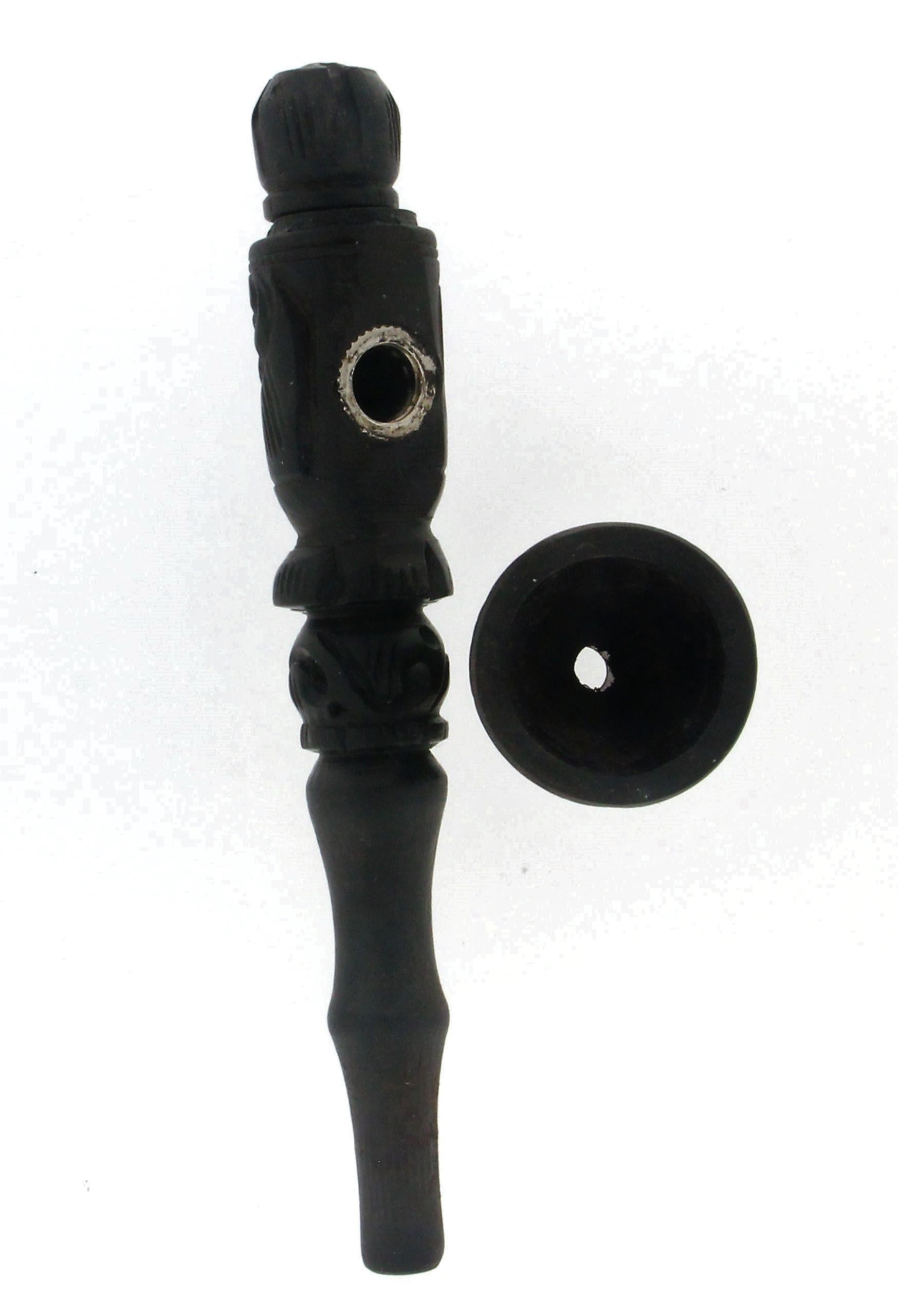 Brilliant Cut Handcraft 14 Karat Yellow Gold Diamonds Ebony Pipe For Sale