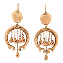 Handcraft 14 Karat Yellow Gold Drop Earrings