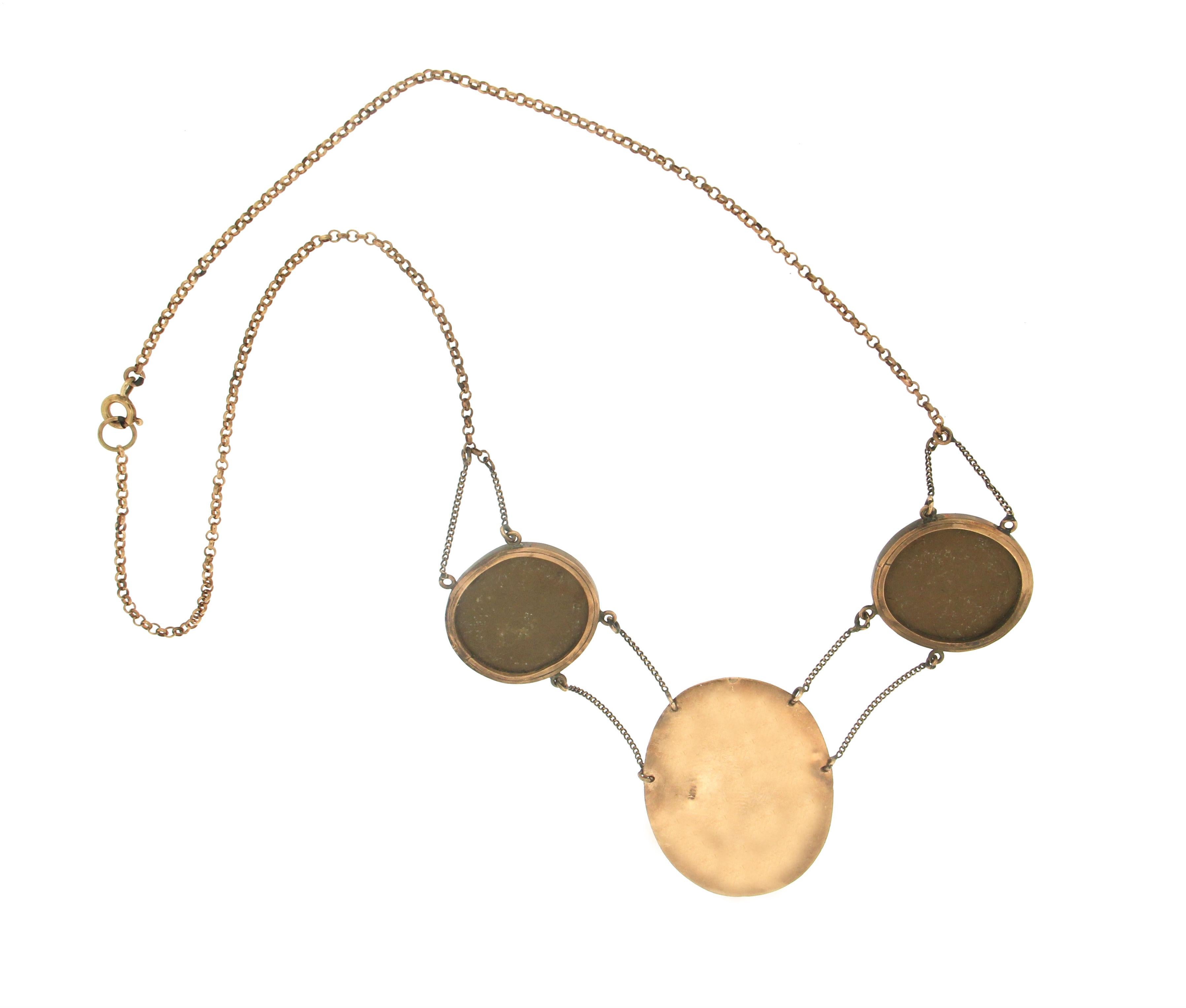 Collana a goccia con pietre laviche in oro giallo 14 carati, realizzata a mano In condizioni Nuovo in vendita a Marcianise, IT