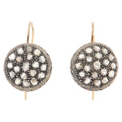 Vintage Antique Rose-Cut Diamond Earrings in 14K Gold & 800 Silver