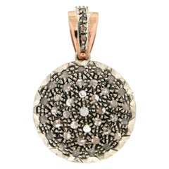 Retro Handcraft 14 Karat Yellow Gold Rose Cut Diamonds Pendant Necklace