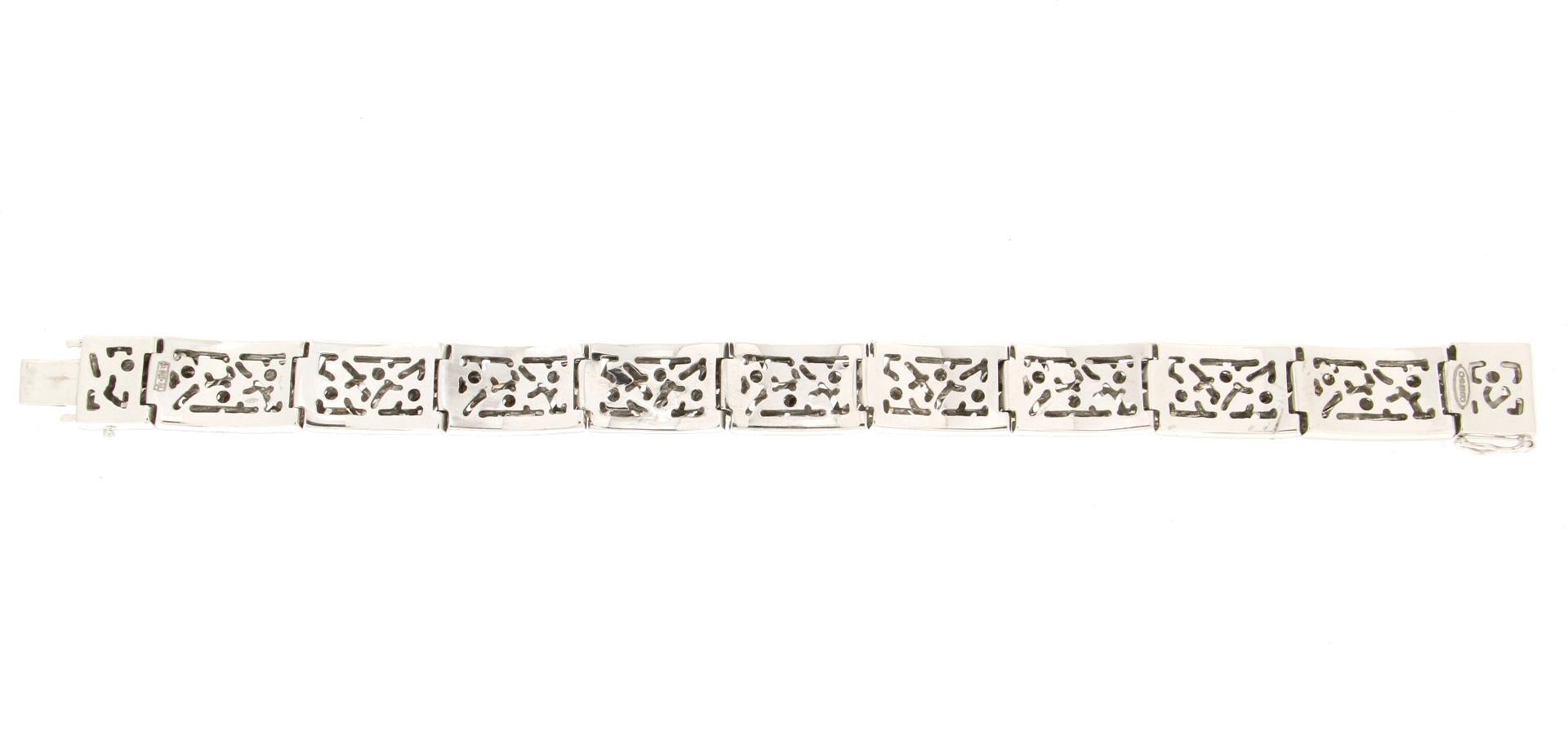 Women's or Men's Handcraft 18 Karat White and Yellow Gold Diamonds Cuff Bracelet For Sale