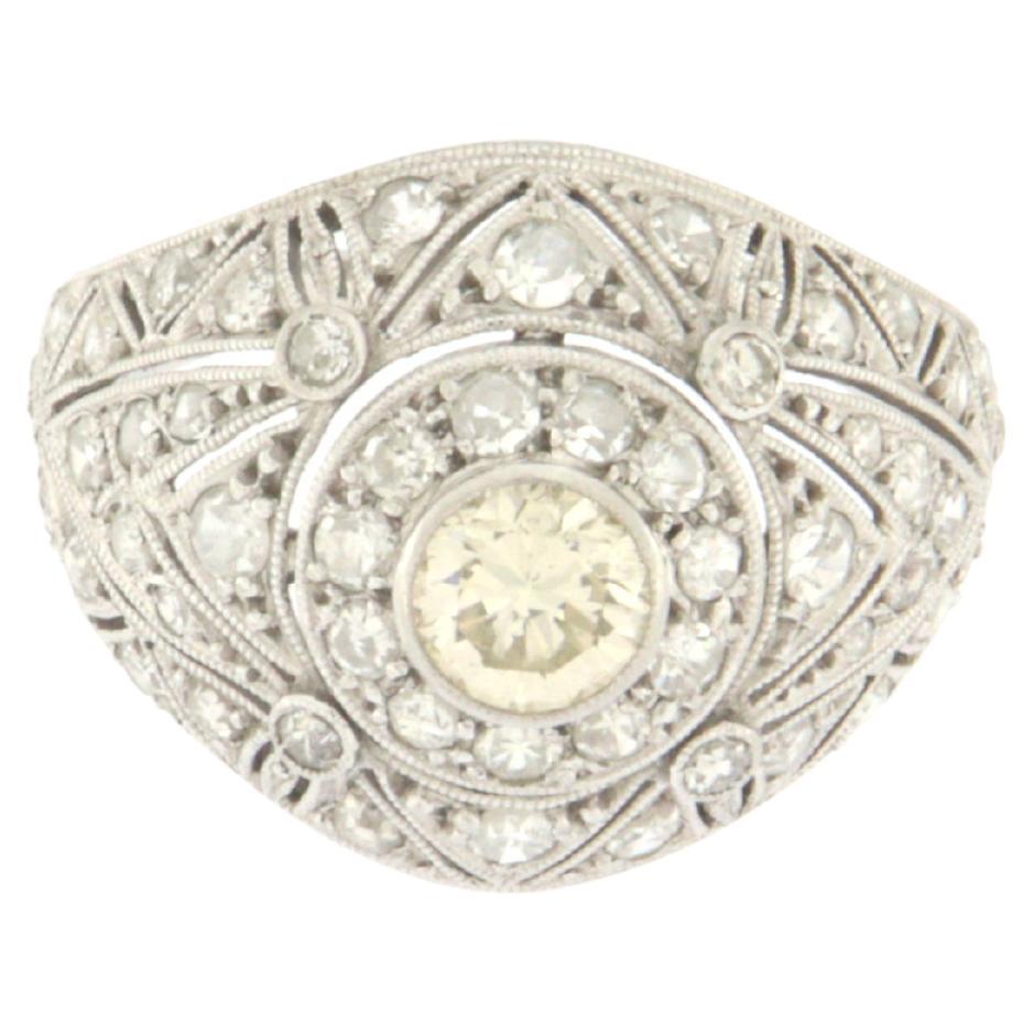 Anello da cocktail con diamanti in oro bianco 18 carati realizzato a mano