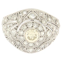 Anello da cocktail con diamanti in oro bianco 18 carati realizzato a mano