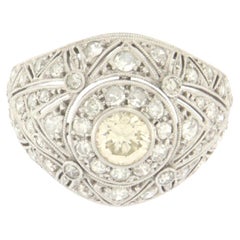 Vintage Handcraft 18 Karat White Gold Diamonds Cocktail Ring