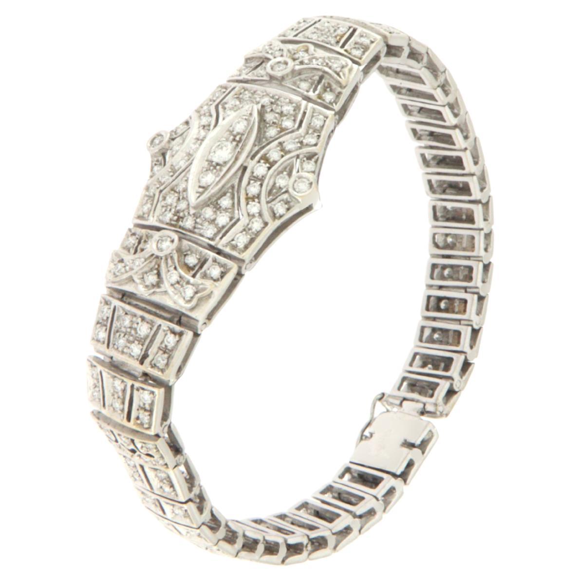 Handgefertigtes Armband aus 18 Karat Weißgold mit Diamanten