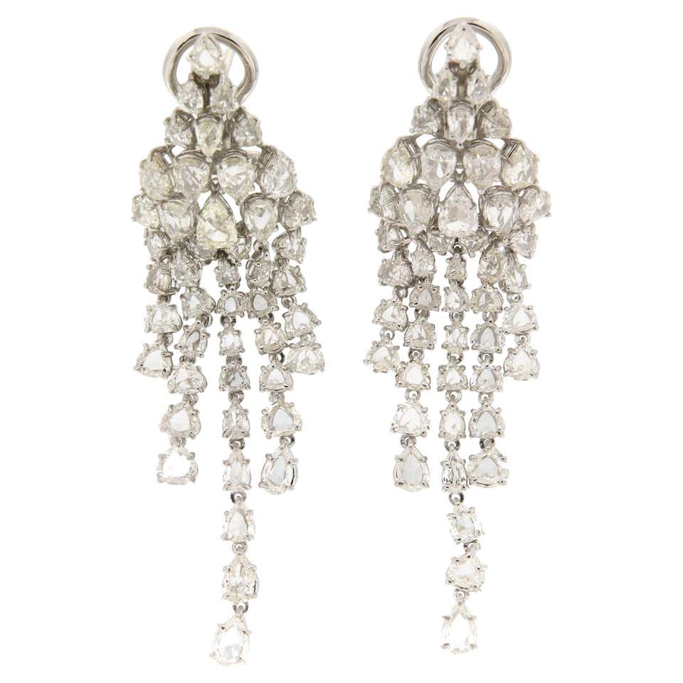 Faye Kim 18 Karat Gold Rose Cut Diamond Drop Earrings For Sale at 1stDibs