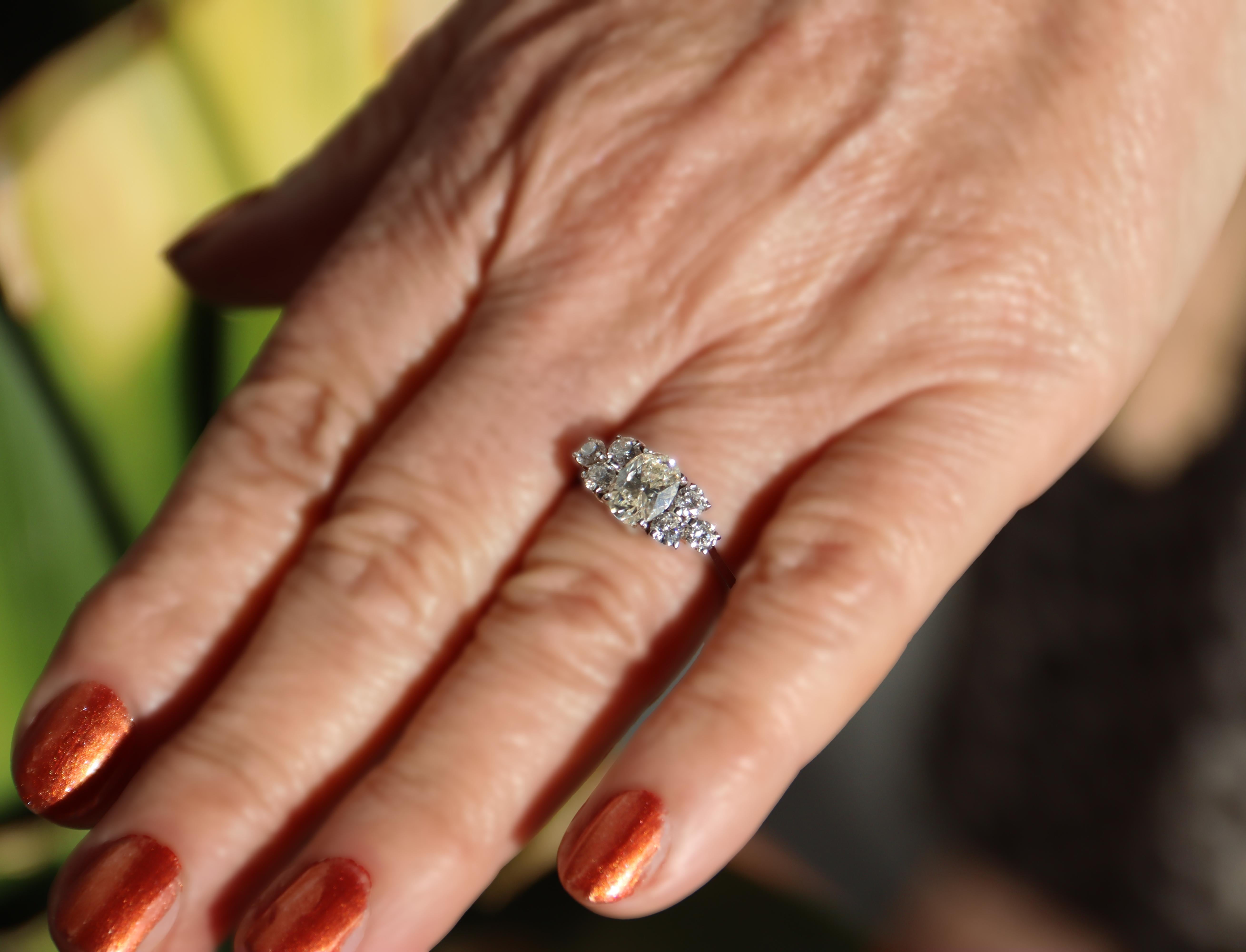 Handcraft 18 Karat White Gold Diamonds Engagement Ring For Sale 4