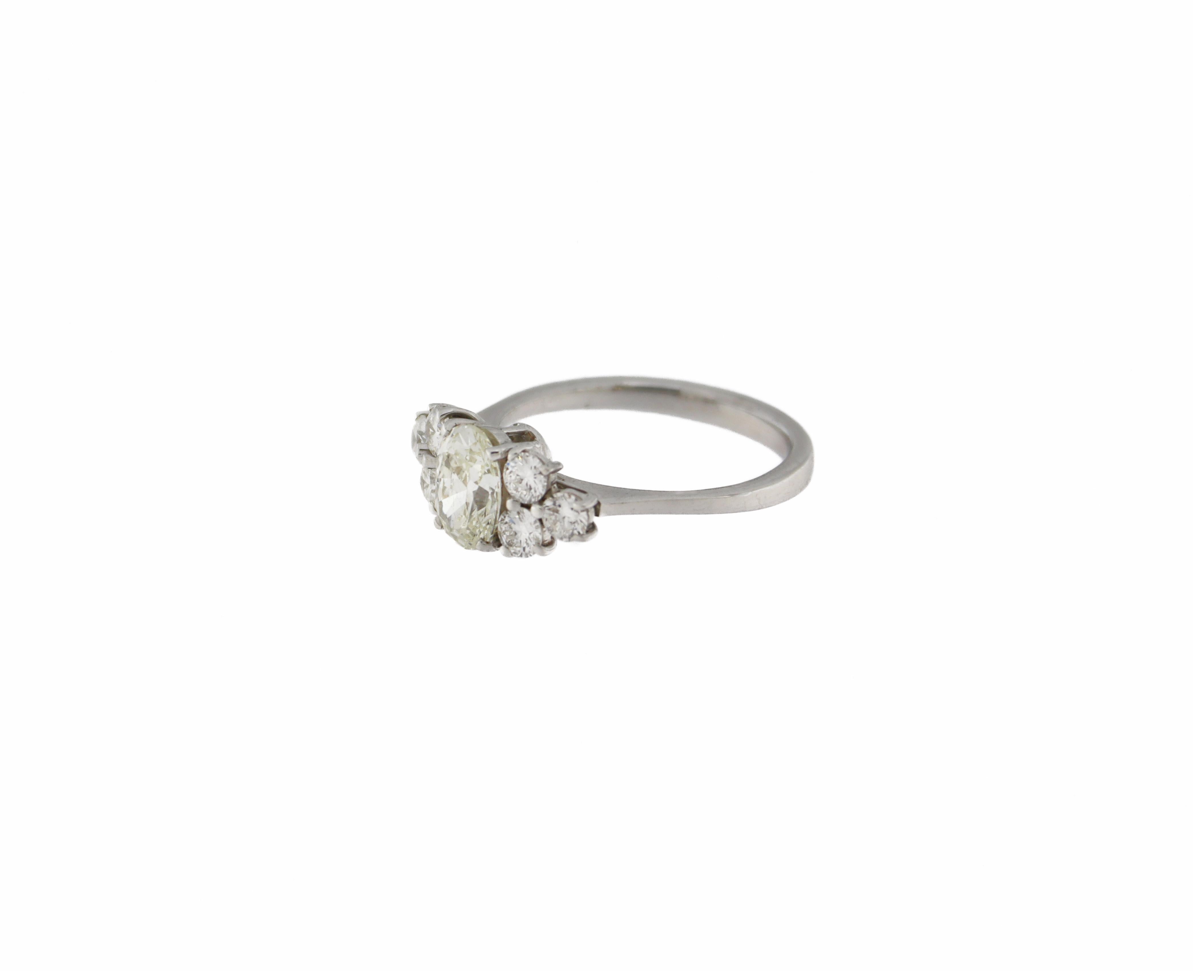 Handcraft 18 Karat White Gold Diamonds Engagement Ring For Sale 5