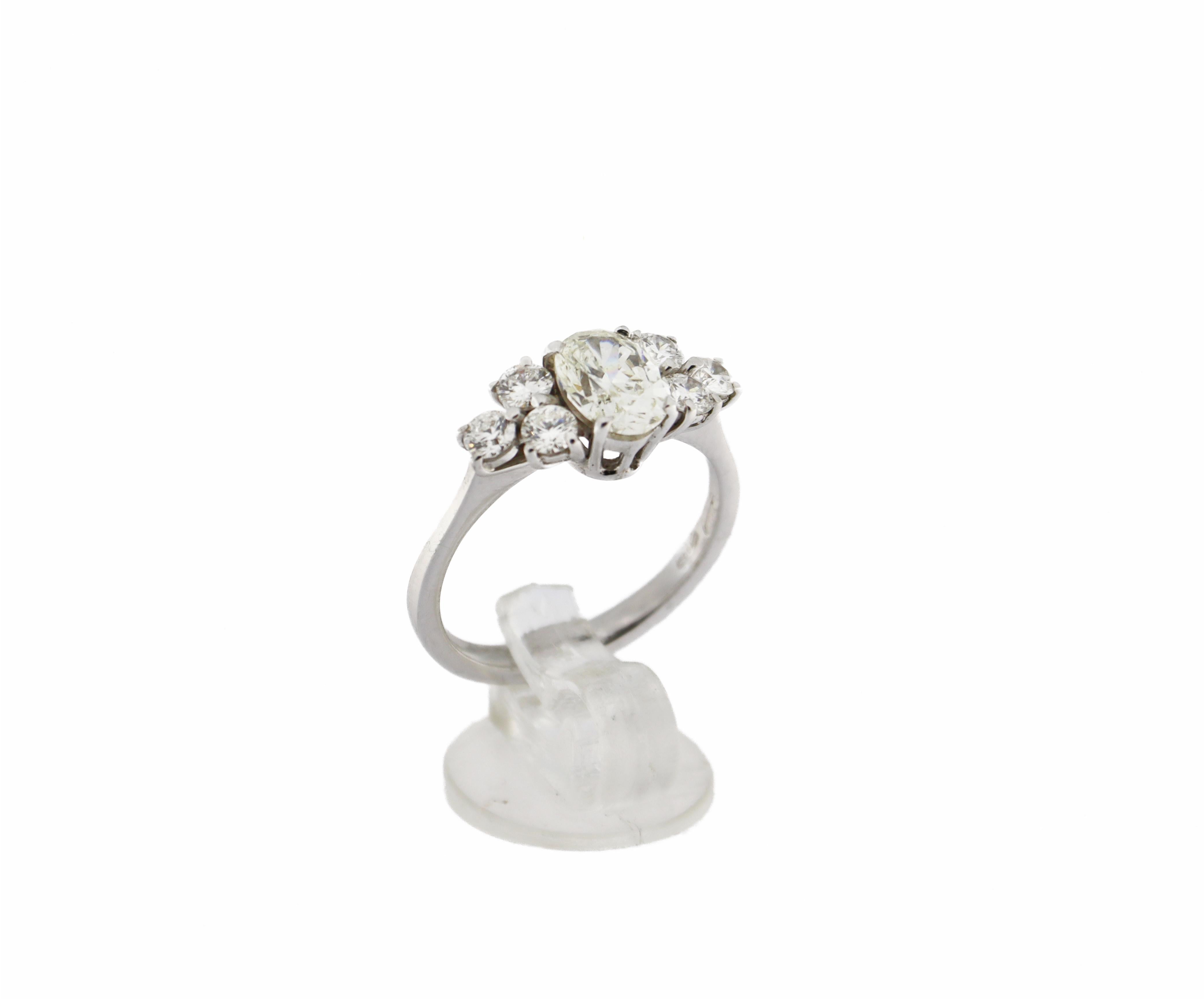 Handcraft 18 Karat White Gold Diamonds Engagement Ring For Sale 9