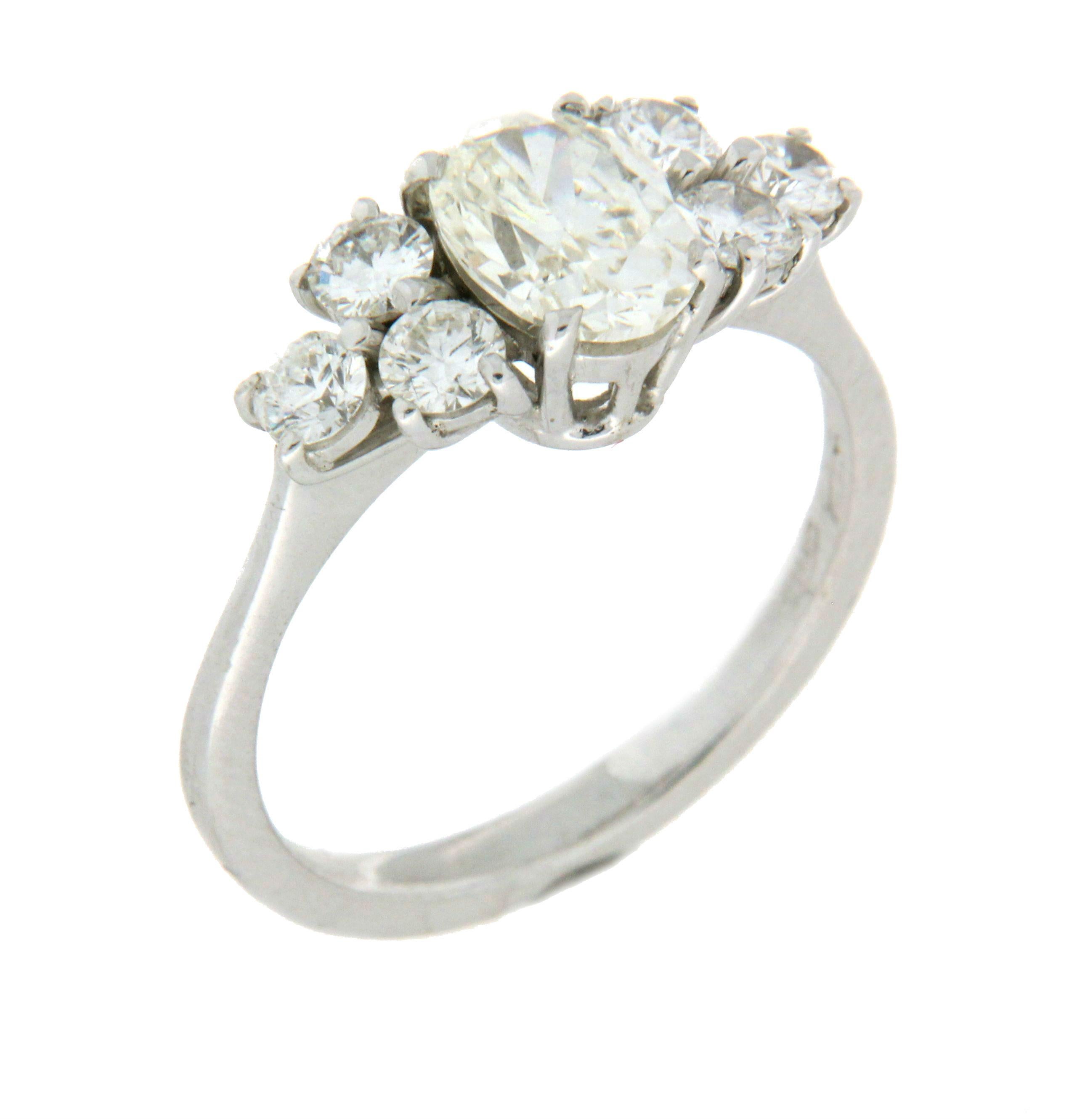 Brilliant Cut Handcraft 18 Karat White Gold Diamonds Engagement Ring For Sale
