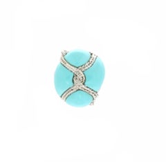 Handcraft 18 Karat White Gold Turquoise Cocktail Ring