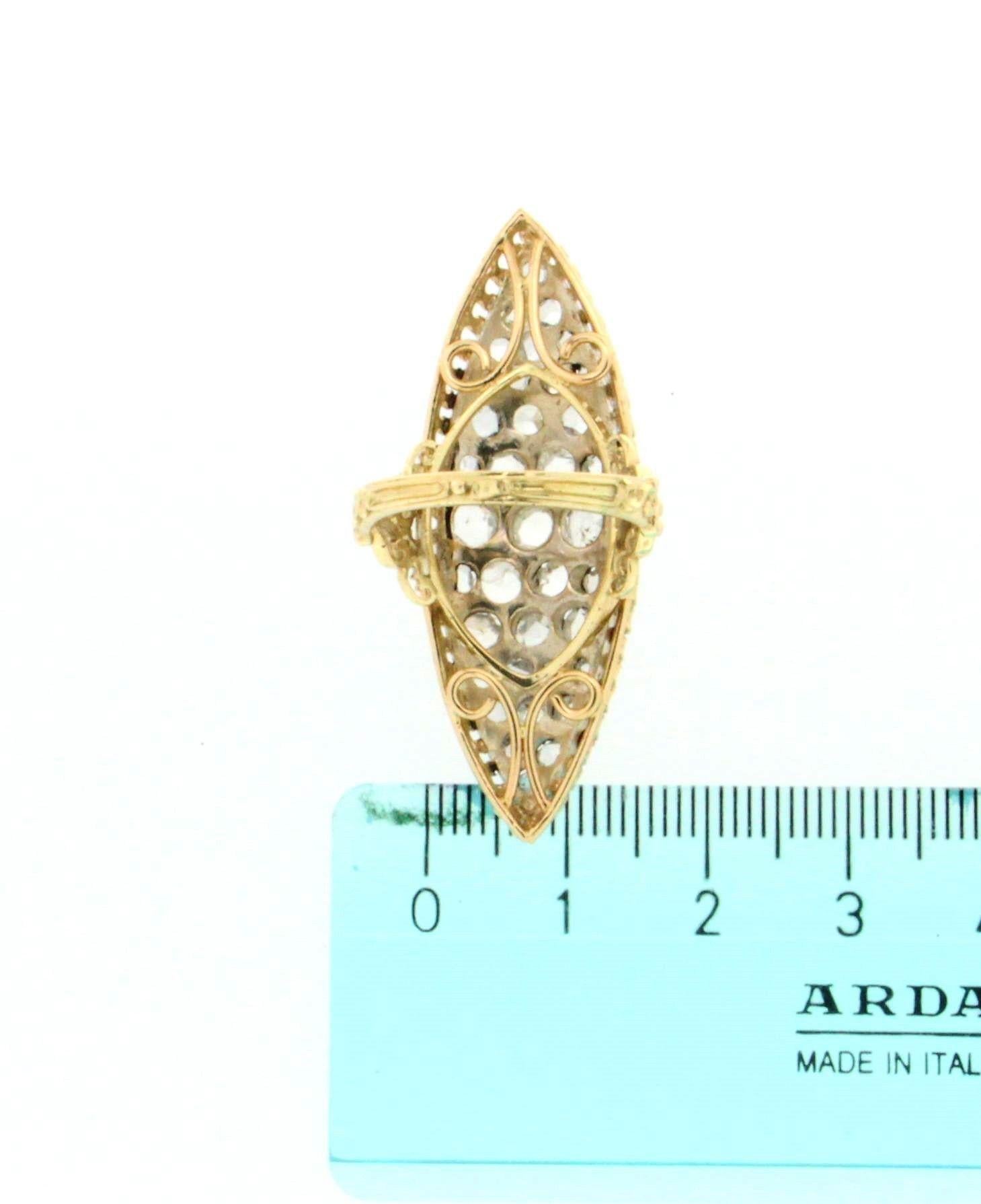 Handcraft 18 Karat Yellow Gold Diamonds Cocktail Ring 1