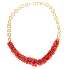 Handcraft 925 Thousandths Silver Mediterranean Coral Choker Necklace