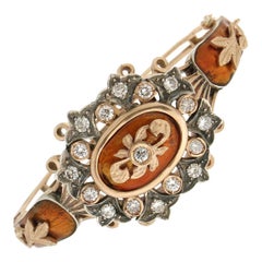 Handcraft 9 Karat Yellow Gold Diamonds Clamper Bracelet