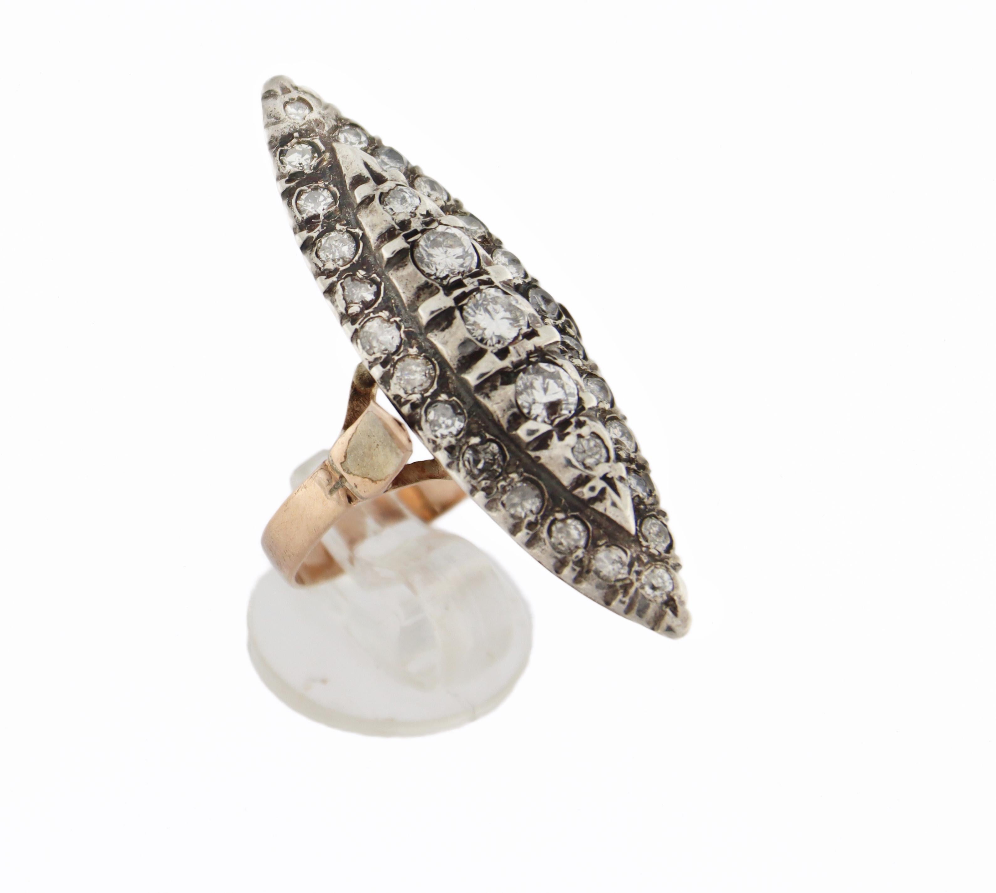 Handcraft 9 Karat Yellow Gold Diamonds Cocktail Ring For Sale 7