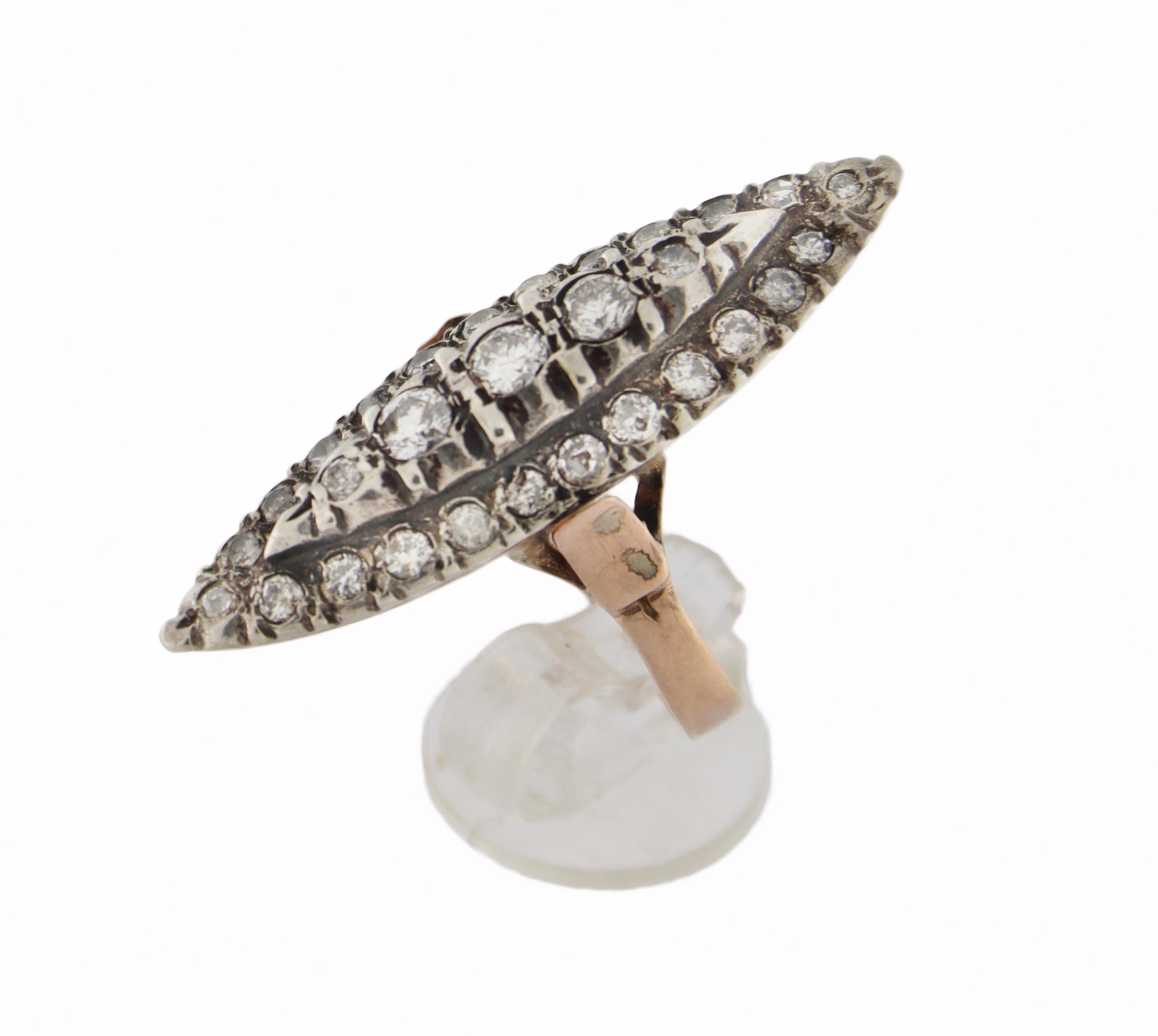 Handcraft 9 Karat Yellow Gold Diamonds Cocktail Ring For Sale 8