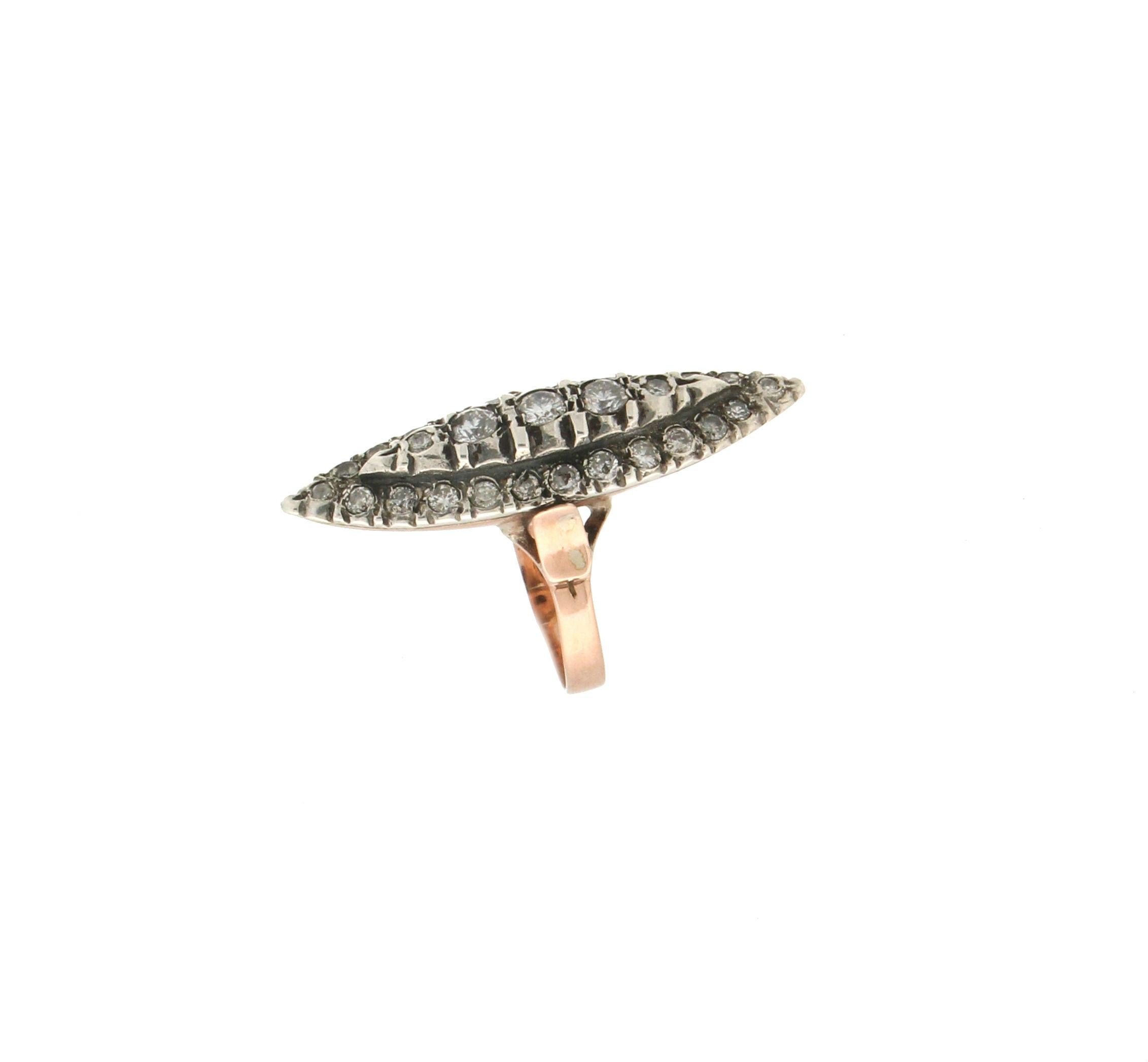 Handcraft 9 Karat Yellow Gold Diamonds Cocktail Ring In New Condition For Sale In Marcianise, IT