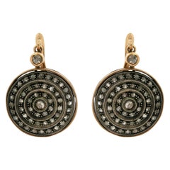 Retro Handcraft 9 Karat Yellow Gold Diamonds Drop Earrings