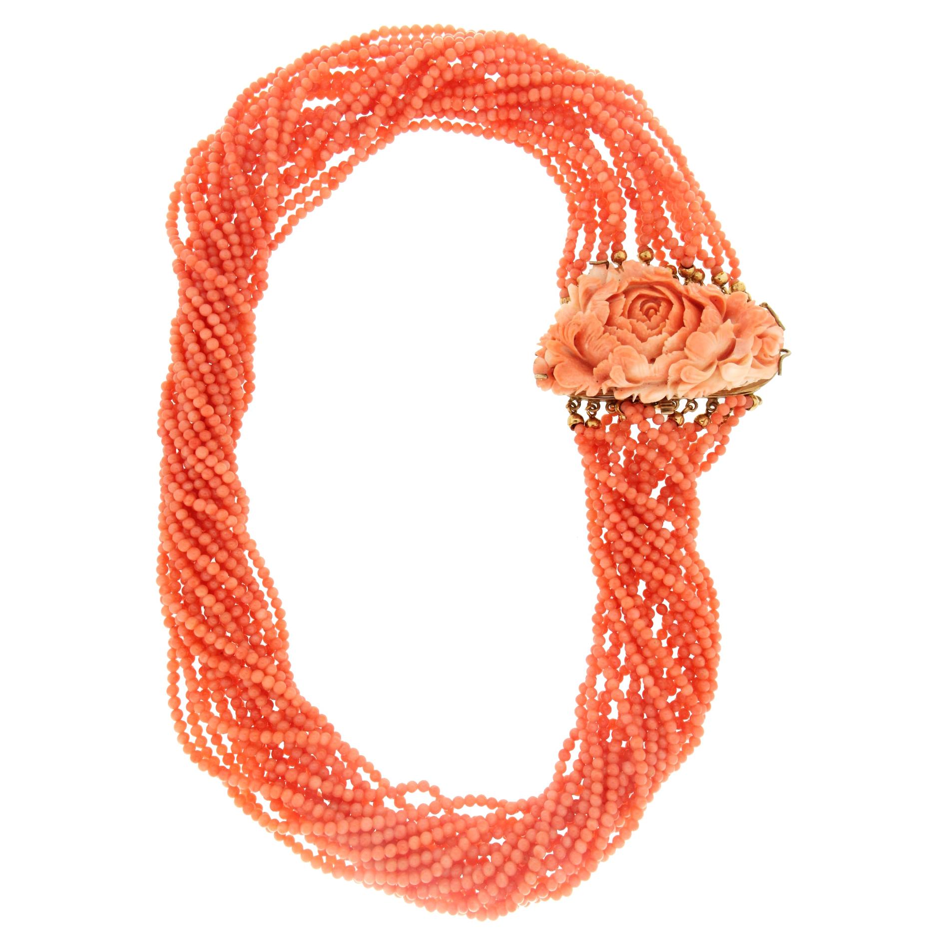 Handcraft 925 Thousandths Silver Coral Choker Necklace