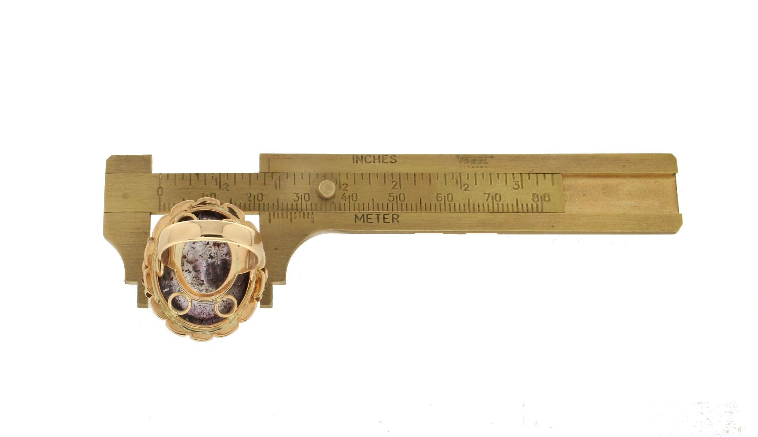 Femenino o masculino Anillo Cóctel Amatista Artesanal Oro Amarillo 14 Kilates Esmeraldas