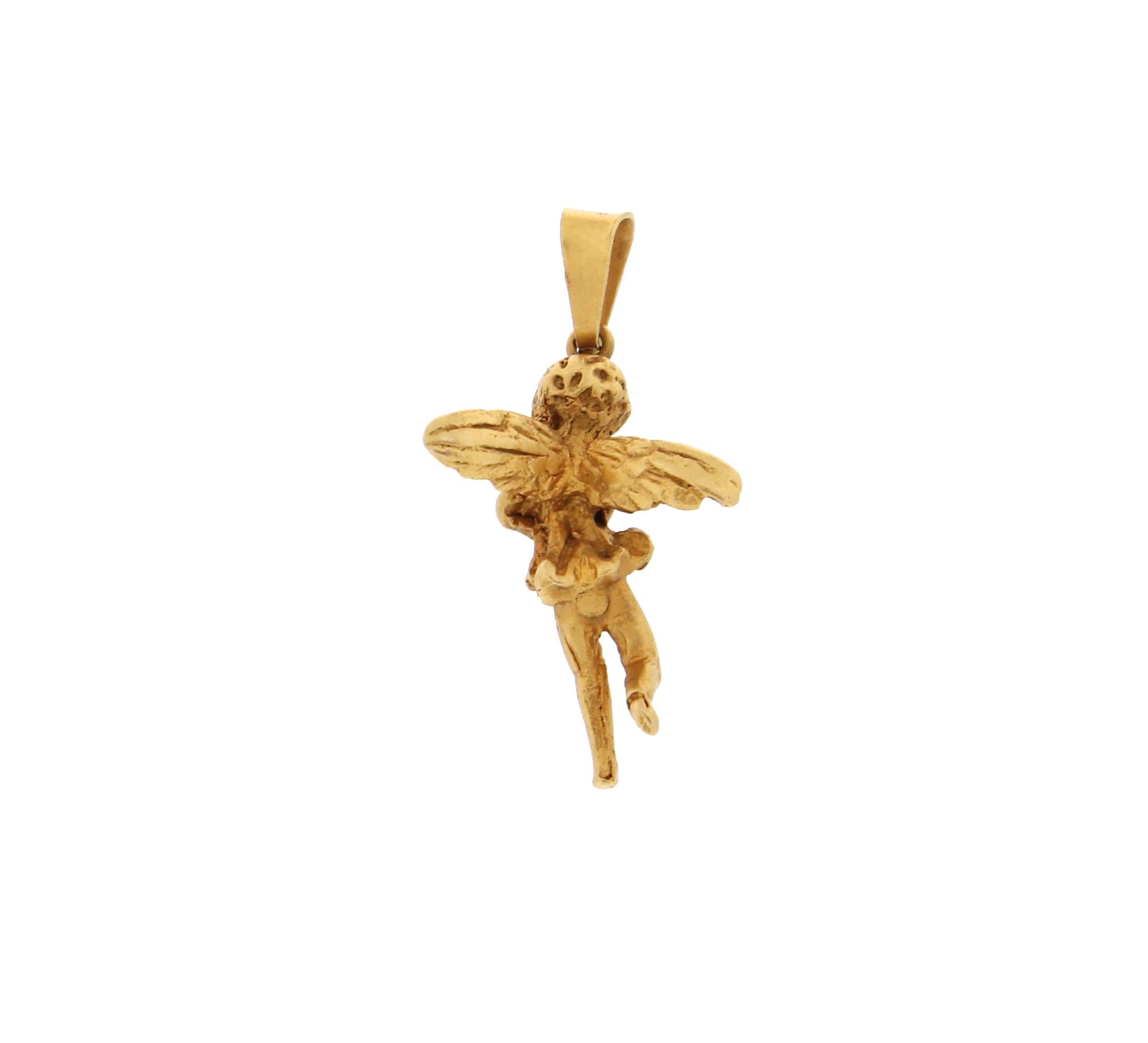 Women's Handcraft Angel 18 Karat Yellow Gold Pendant Necklace
