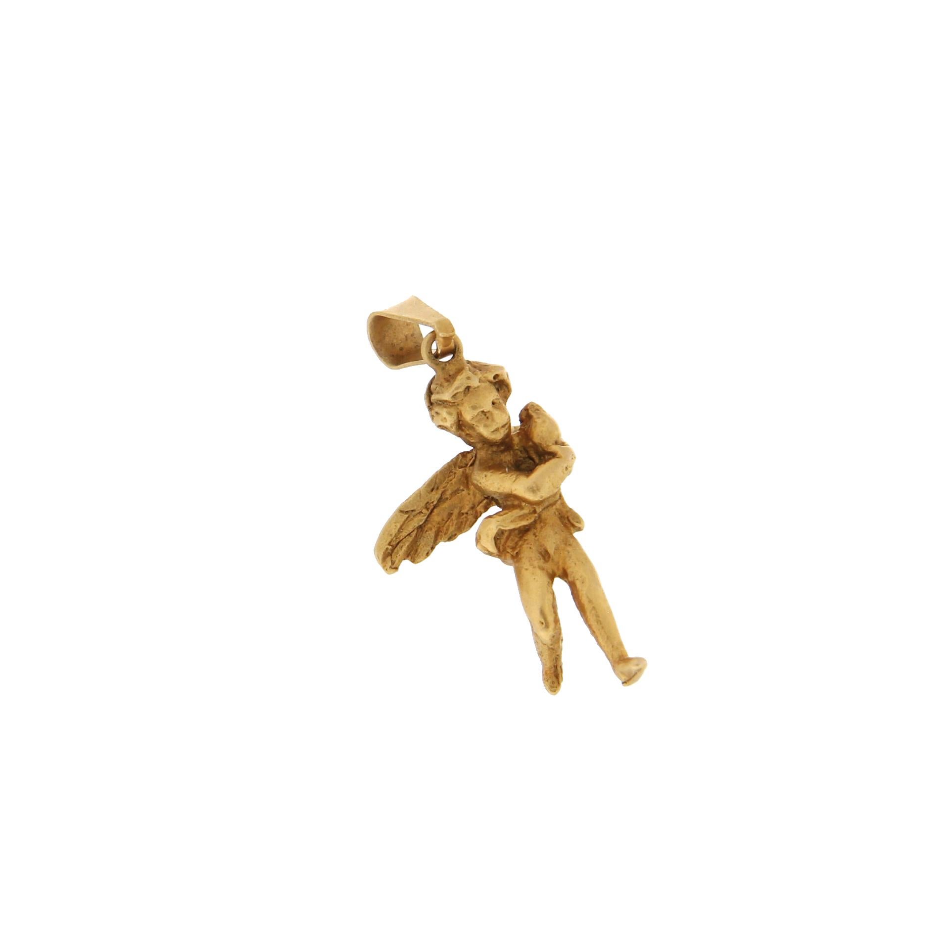 Handcraft Angel 18 Karat Yellow Gold Pendant Necklace 1