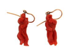 Handcraft Angel Coral 9 Karat Yellow Gold Drop Earrings